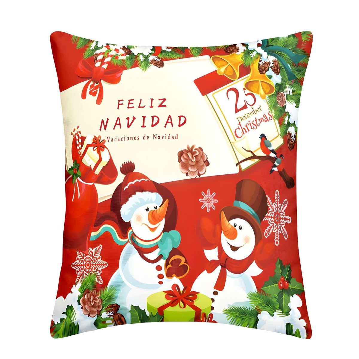 GENERICO - JUEGO DE 2 FUNDAS DE COJINES DISEÑO NAVIDEÑO 45X45 CM A05