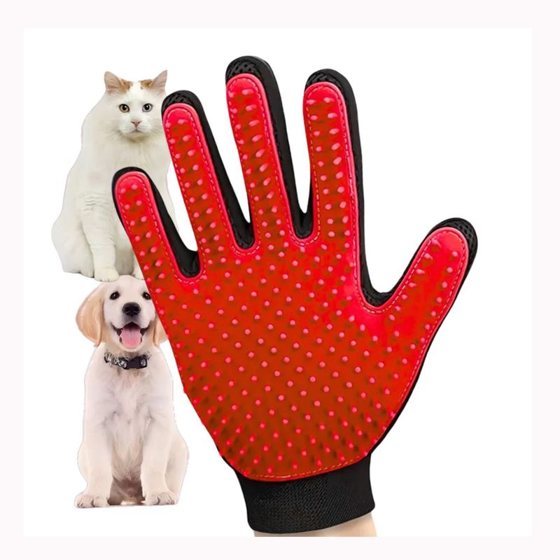 GENERICO - Cepillo Guante Para Perros 30cm Rojo Cuidado Mascotas