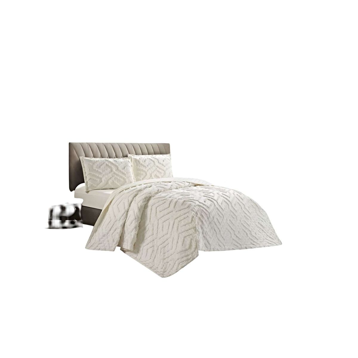 GENERICO - CUBRECAMA CON DISEÑO RELIEVE KING-SUPERKING BLANCO