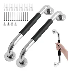 EVERSO - 2 Barras Agarradera De Seguridad Baños Apoyo Acero Inox 60cm Color Negro