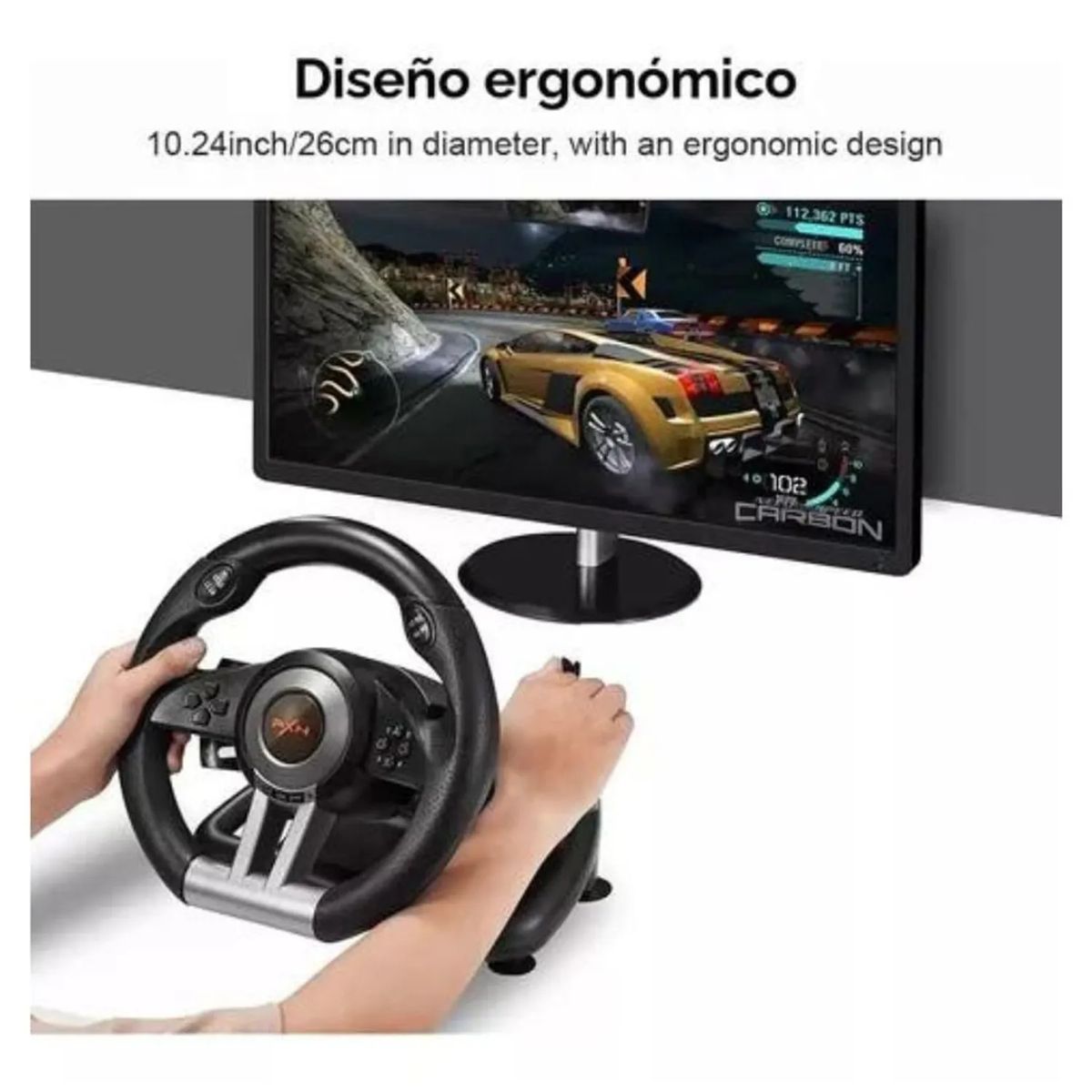 MOVI - VOLANTE CON PEDALES PARA SIMULACION PC PS3 PS4 X-SERIES XLS SWITCH