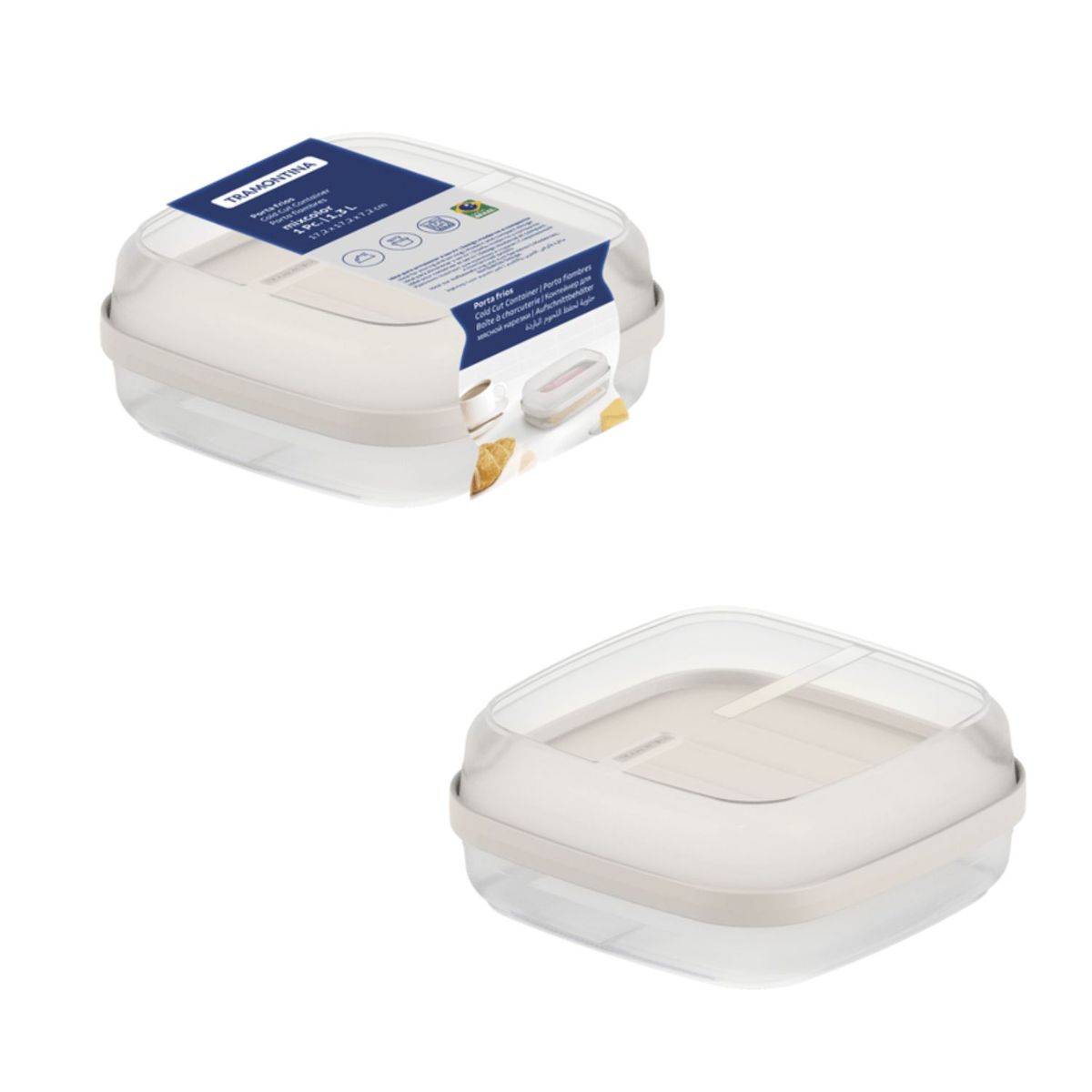 TRAMONTINA - Contenedor Doble de Alimentos Porta Fiambres 1.3 Litros