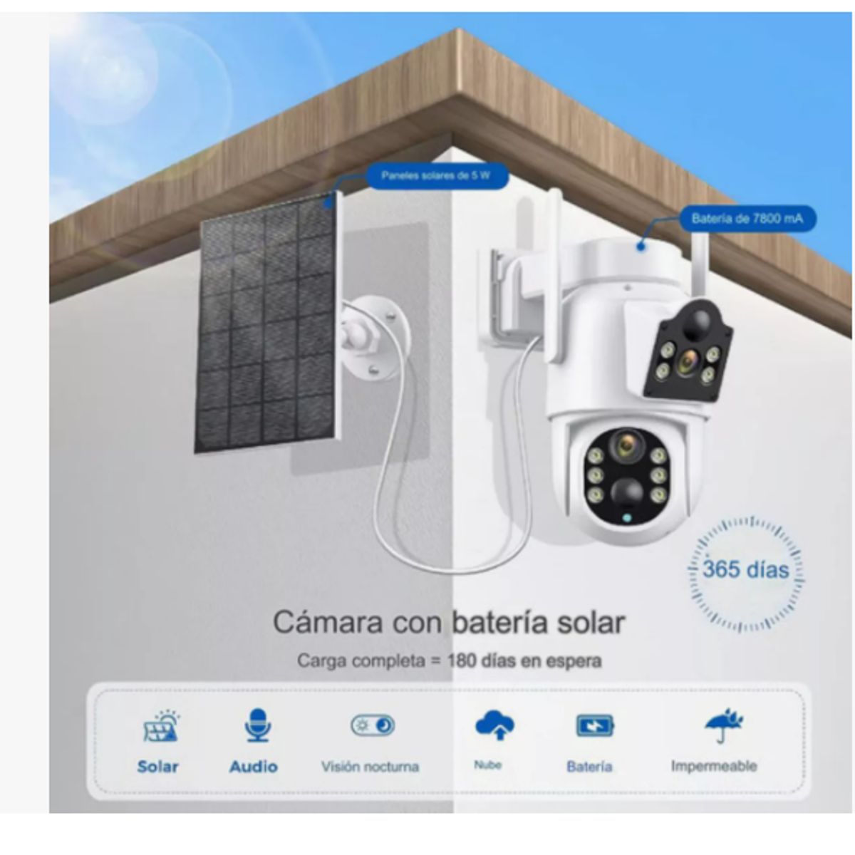 GENERICO - Cámara Seguridad Solar Doble Lente 5G