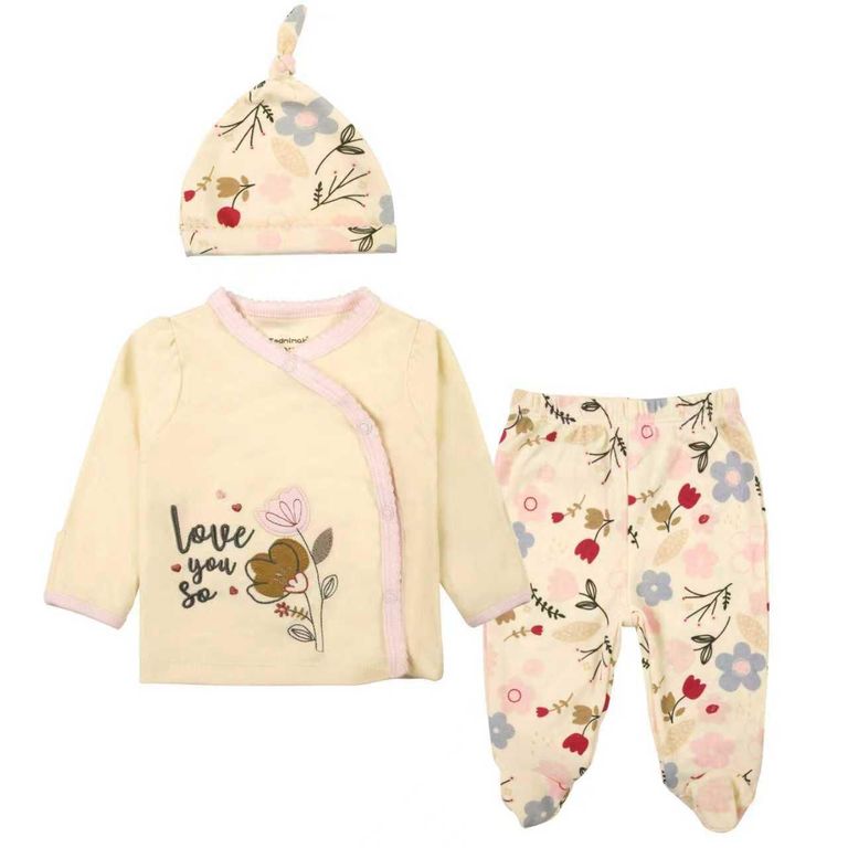 CONJUNTO 3 PIEZAS ALGODON BEBA Aceituna 0 MESES