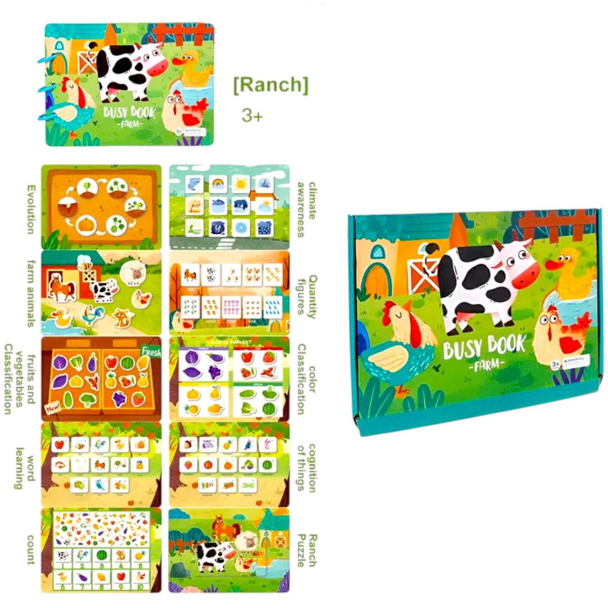 GENERICO - Libro Sensorial Granja Didáctico Con Velcro Aprendizaje