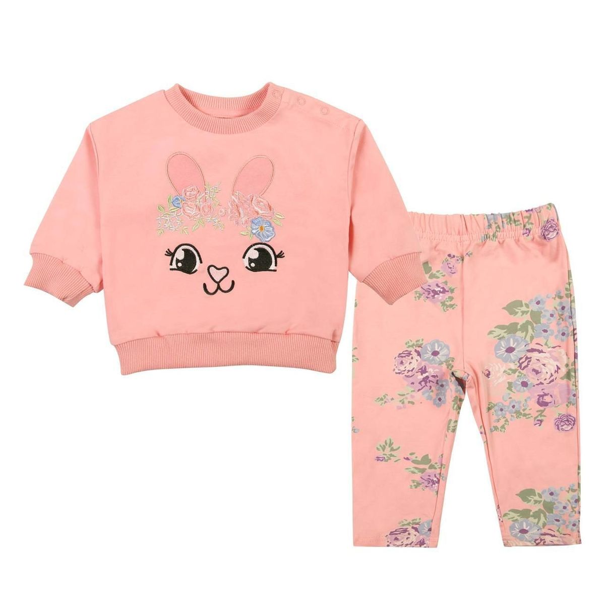 TEDMIMAK - BUZO DE BEBA  ALGODON   2  PIEZAS  CONEJITO  ROSADO