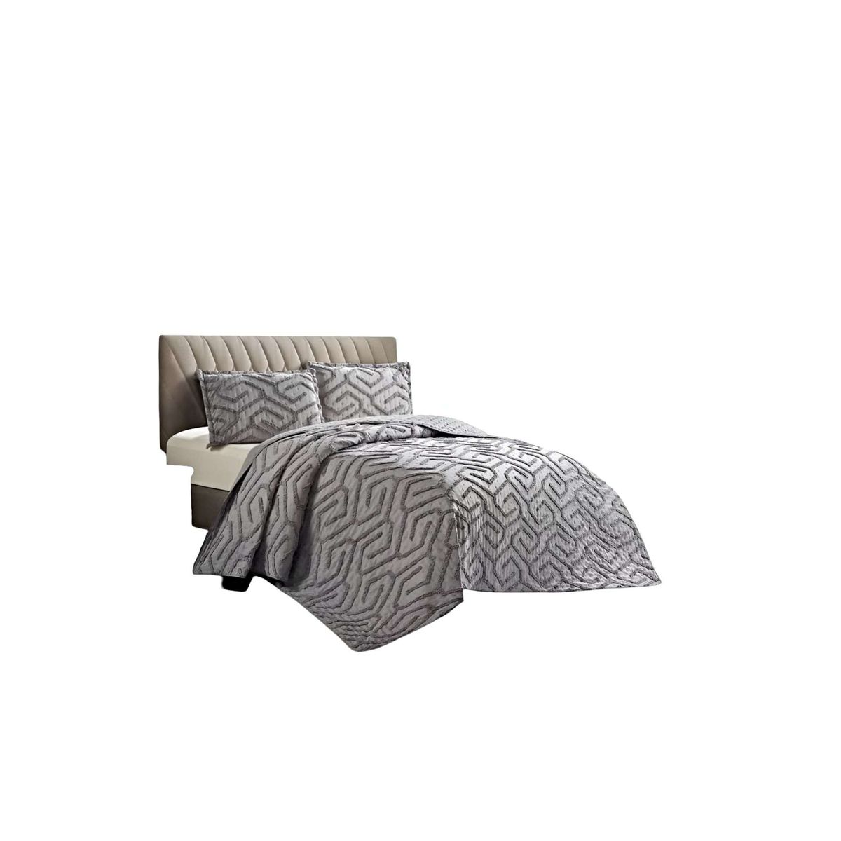 GENERICO - CUBRECAMA CON DISEÑO RELIEVE KING-SUPERKING GRIS