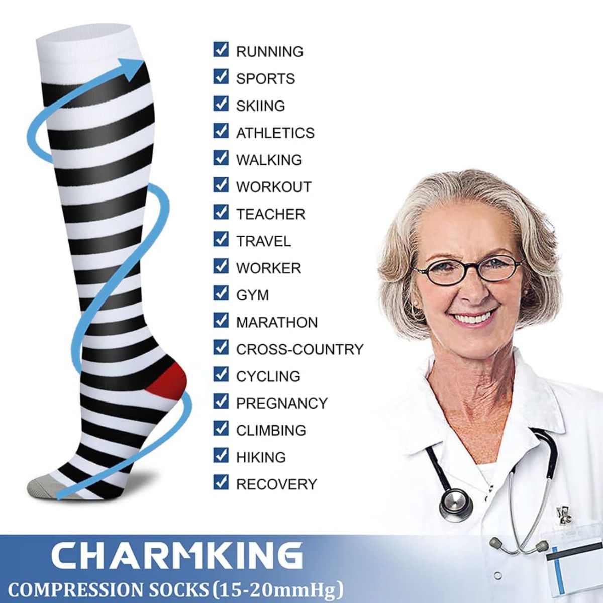 ATURE - 7 Pares De Calcetines De Compresión Para Correr