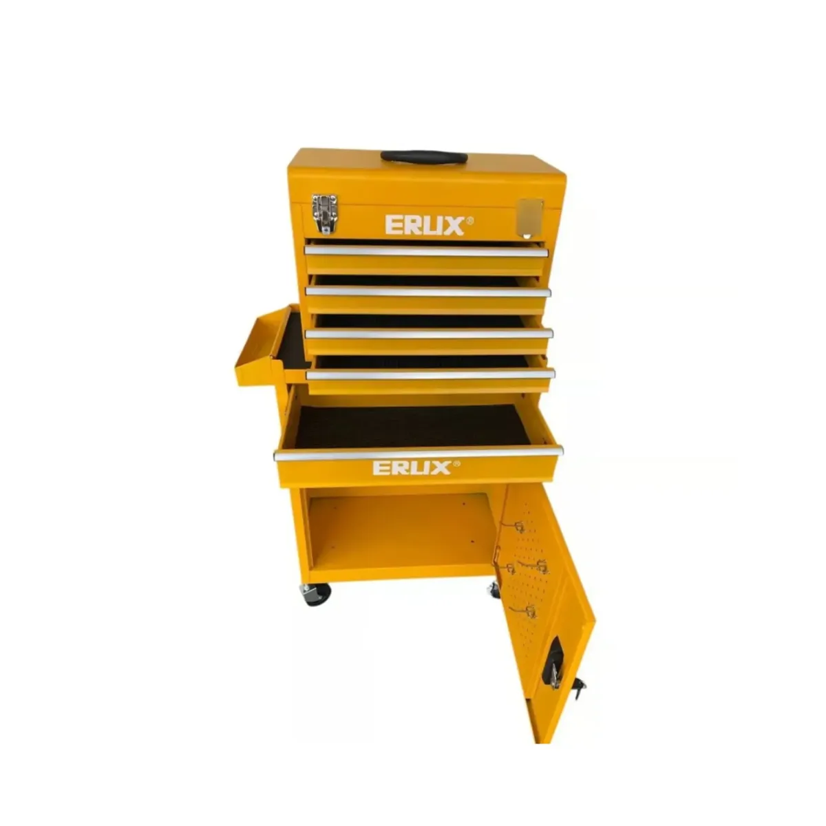 GENERICO - Gabinete Metalico Caja Porta Herramientas Ruedas Amarillo