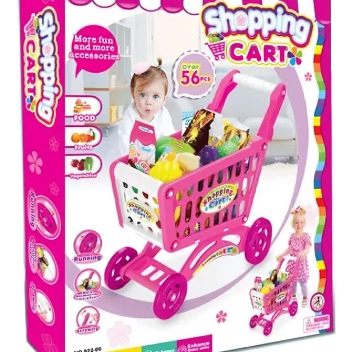 GENERICO - Carrito de compras 56 pcs - Rosa
