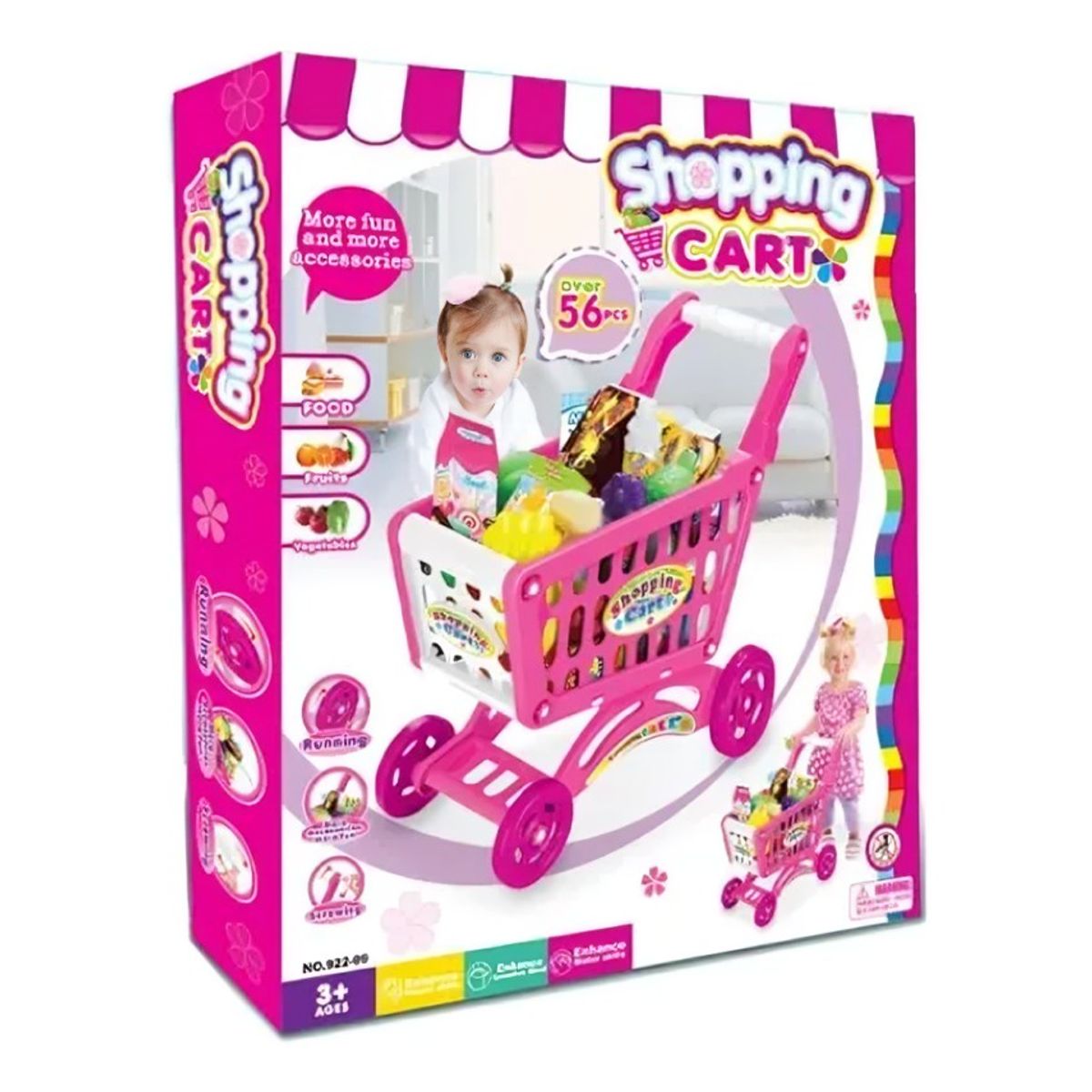GENERICO - Carrito de compras 56 pcs - Rosa