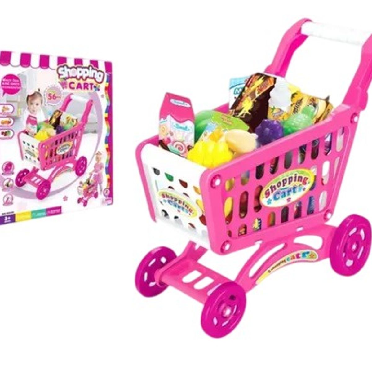 GENERICO - Carrito de compras 56 pcs - Rosa
