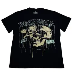 GENERICO - Camiseta Oversized YoungLA 4116 “Floral Skull” Unisex – Negro