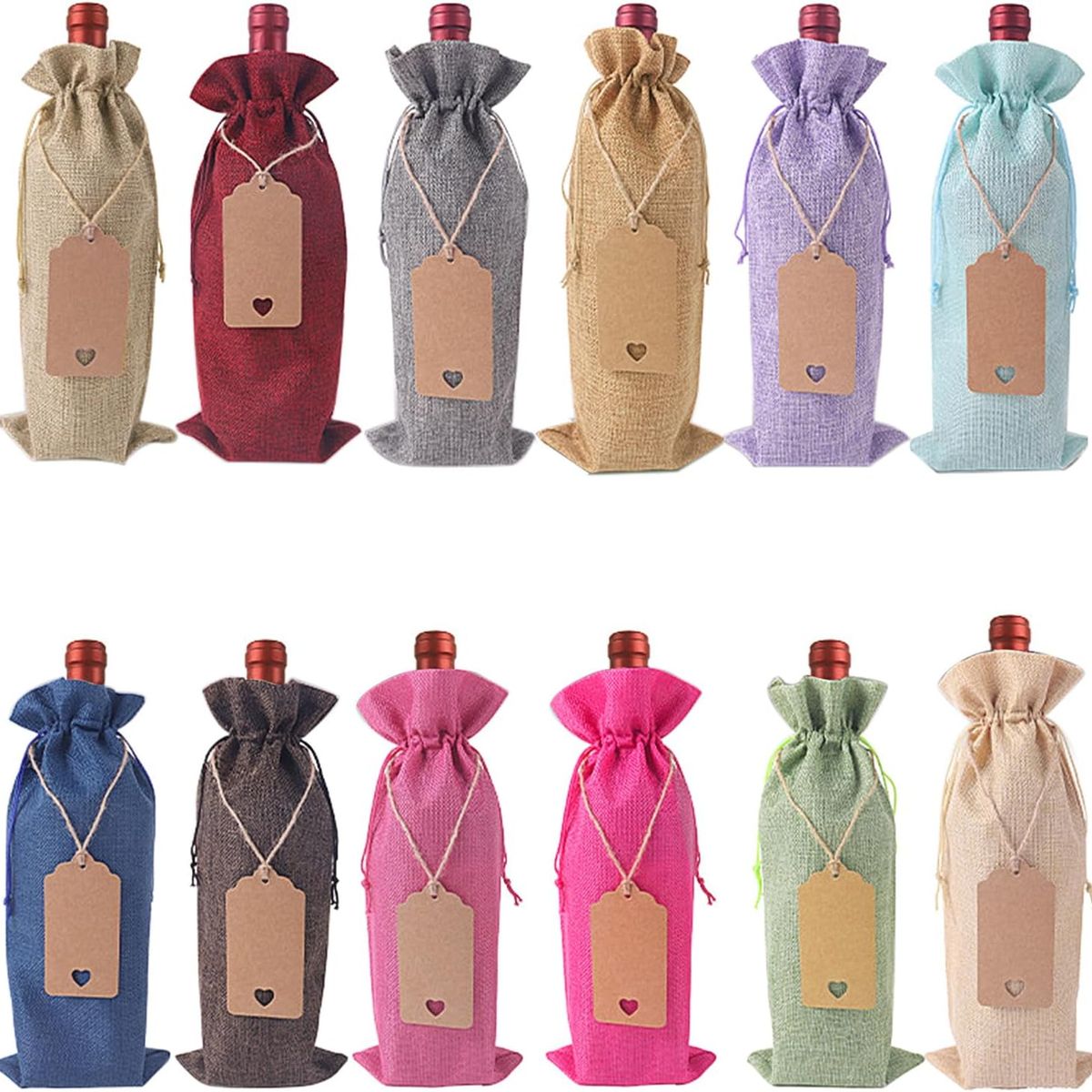 KINDA NICE - Set 12u Bolsas De Regalos Navidad Para Botellas De Vino