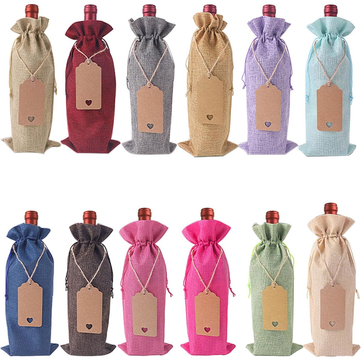 KINDA NICE - Set 12u Bolsas De Regalos Navidad Para Botellas De Vino