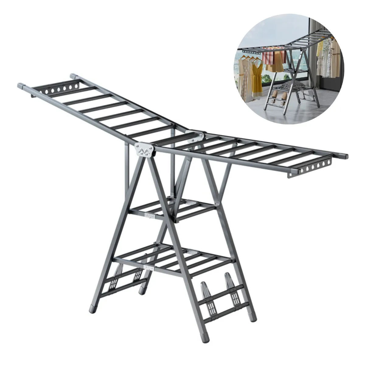 KINDA NICE - Perchero Plegable De Acero Al Carbono De 170 Cm.