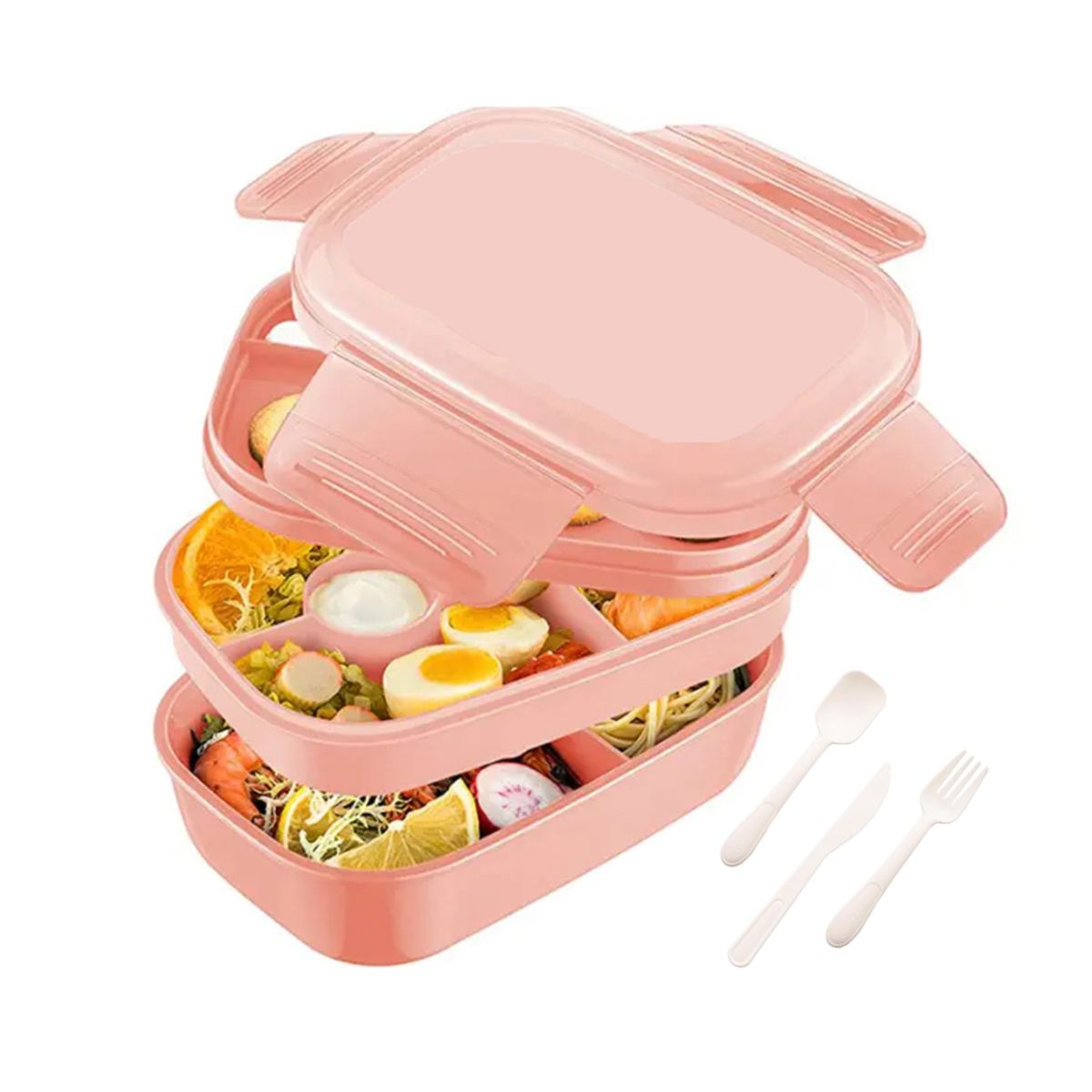 ATURE - Bento Box Contenedor 1900ml Fiambrera Para Microondas Rosa