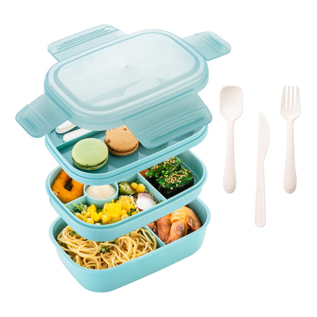 ATURE - Bento Box Contenedor 1900ml Fiambrera Para Microondas Azul