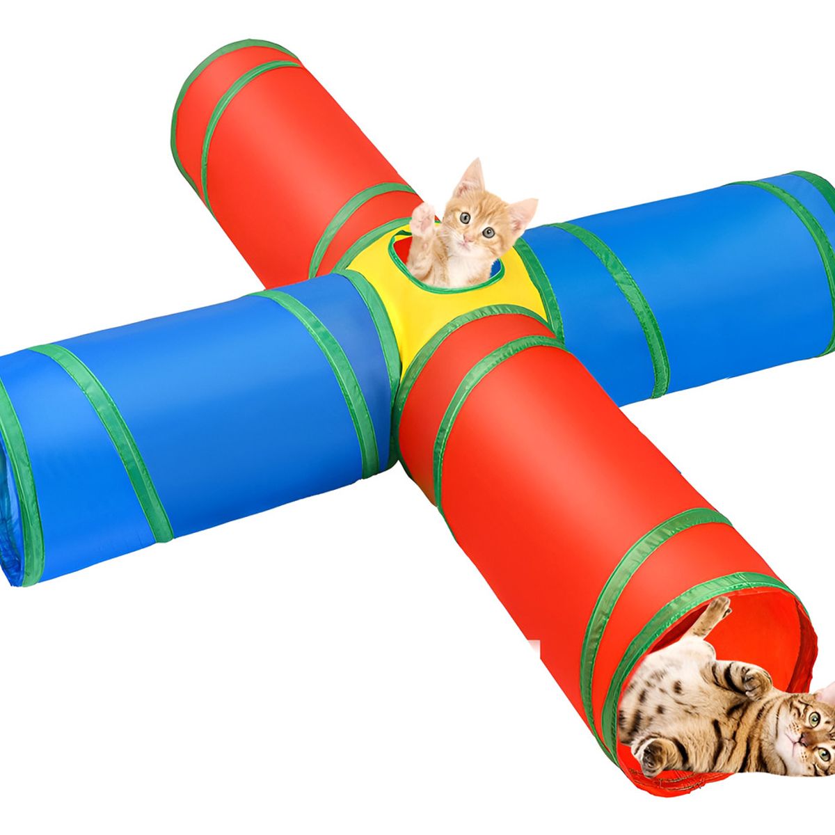 GENERICO - Juguetes Para Gatos Tunel 4 Vías Con Pelota Colgante Plegabl