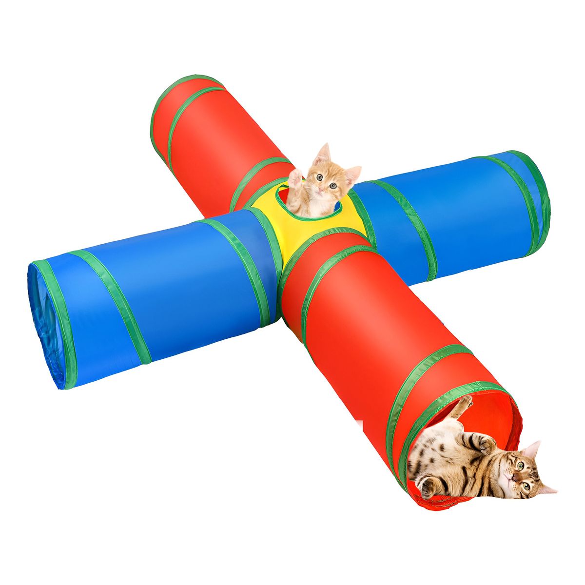 GENERICO - Juguetes Para Gatos Tunel 4 Vías Con Pelota Colgante Plegabl