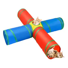 GENERICO - Juguetes Para Gatos Tunel 4 Vías Con Pelota Colgante Plegabl