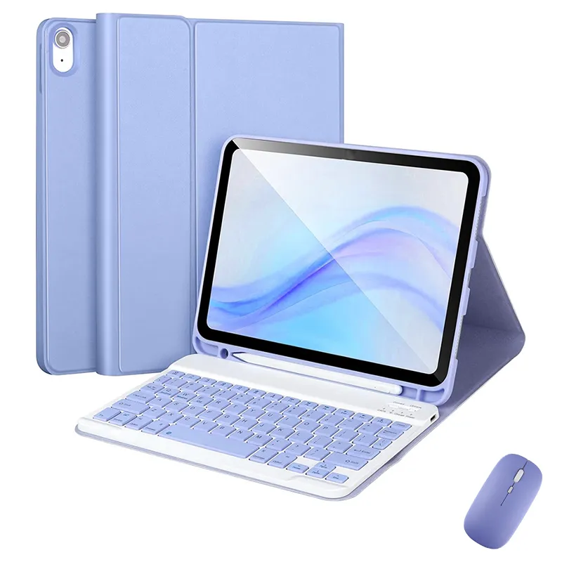 PUREPOWER - funda para iPad 11inch 10th Generation con teclado y ratón-purple