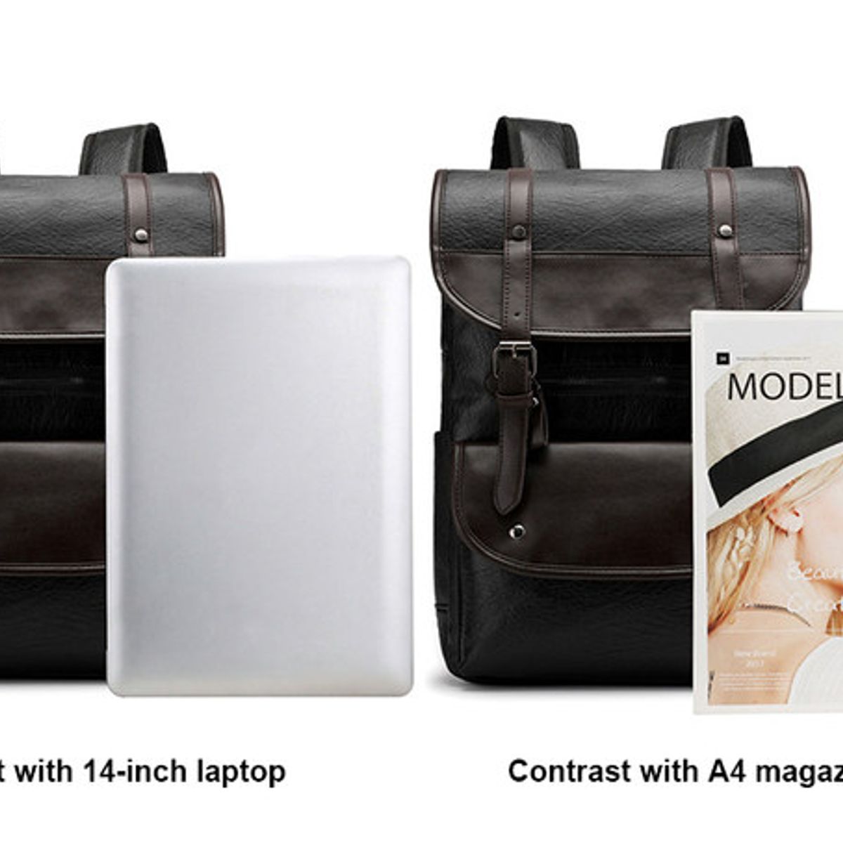 GENERICO - Mochila Cuero Pu Estilo Coreano Notebook Ecocuero Uso Diario