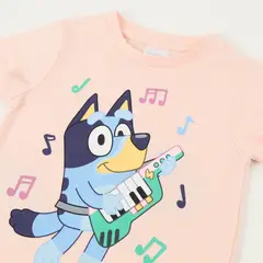 BLUEY - Polera Manga Corta Niña Naranjo Musica