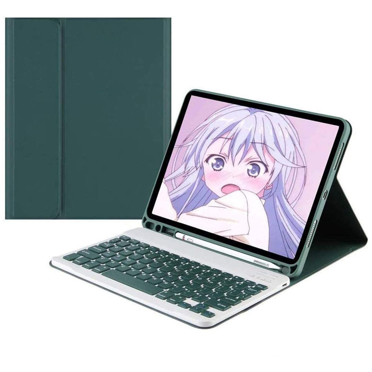 PUREPOWER - Funda Teclado de Español para iPad 10.9 10ª  y iPad A16-verde