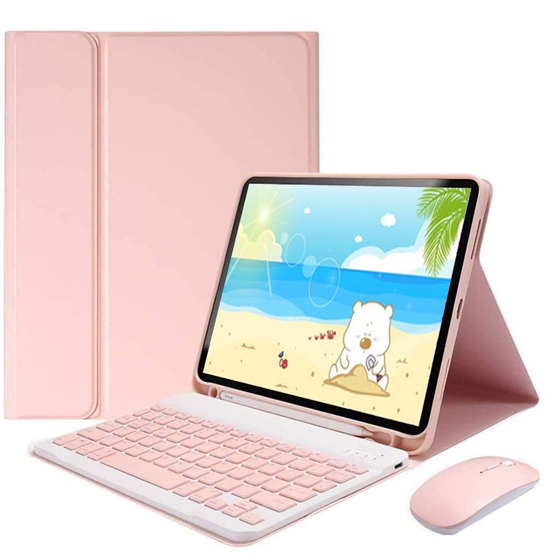 PUREPOWER - Funda Teclado y mouse de Español para iPad 10.9 10ª y iPad A16-Rosa