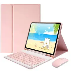 PUREPOWER - Funda Teclado y mouse de Español para iPad 10.9 10ª y iPad A16-Rosa