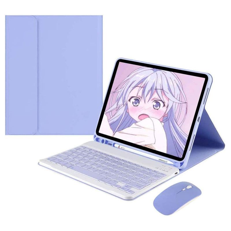 PUREPOWER - Funda Teclado y mouse de Español para iPad 10.9 10ª y iPad A16-morado