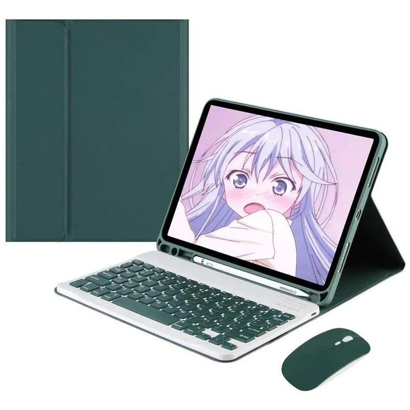 PUREPOWER - Funda Teclado y mouse de Español para iPad 10.9 10ª y iPad A16-Verde