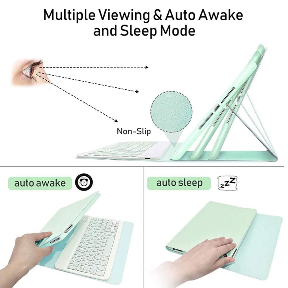 PUREPOWER - Funda Teclado y mouse de Español para iPad 10.9 10ª y iPad A16-Verde