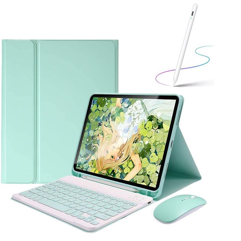 PUREPOWER - Funda Teclado y mouse de Español para iPad 10.9 10ª y iPad A16-Lverde