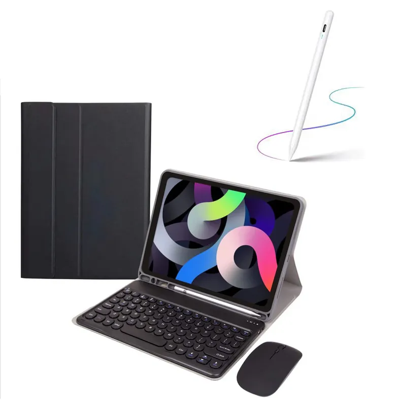 PUREPOWER - Funda Teclado y mouse de Español para iPad 10.9 10ª y iPad A16-Negro