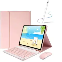 PUREPOWER - Funda Teclado y mouse de Español para iPad 10.9 10ª y iPad A16-Rosa