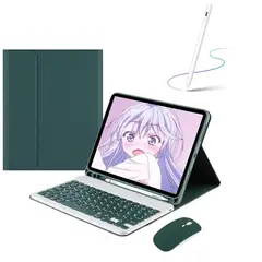 PUREPOWER - Funda Teclado y mouse de Español para iPad 10.9 10ª y iPad A16-Verde