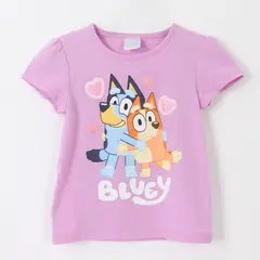 BLUEY - Polera Manga Corta Niña Lila Bingo &