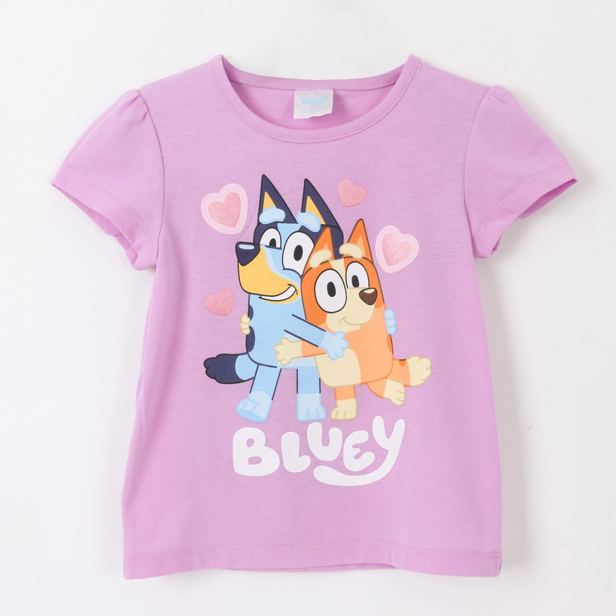 BLUEY - Polera Manga Corta Niña Lila Bingo & Bluey