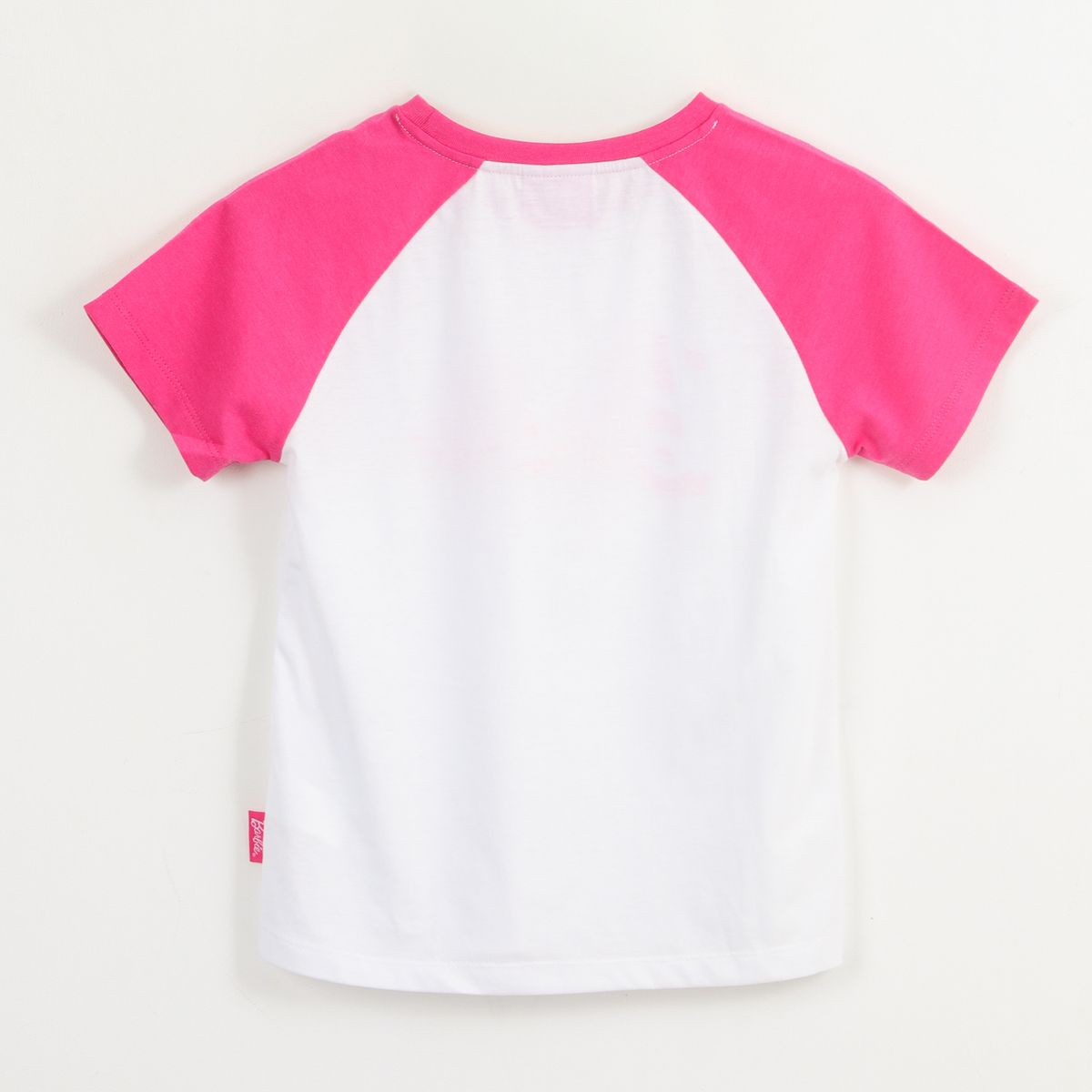 BARBIE - Polera Manga Corta Niña Rosa Raglan Barbie
