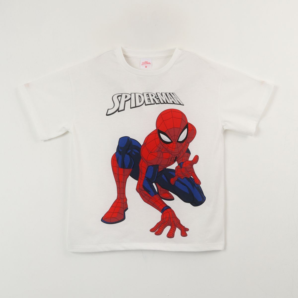 MARVEL - Polera Manga Corta Niño Blanco Pose Spiderman Marvel