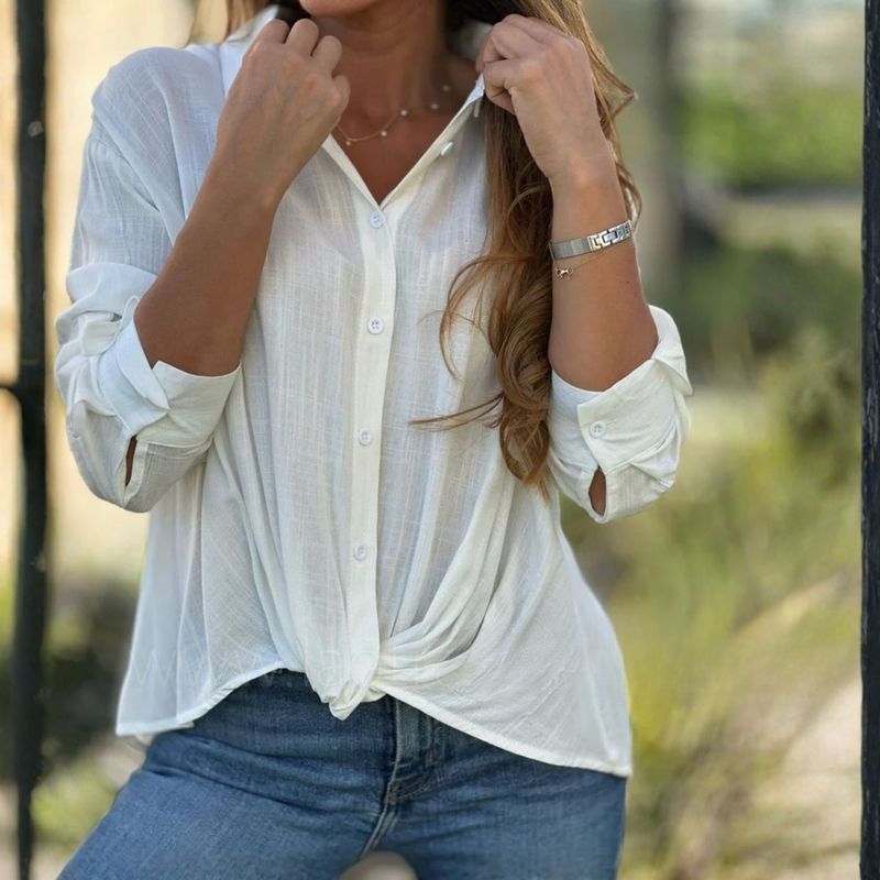 ARRAKASTA - Blusa bambula anudada