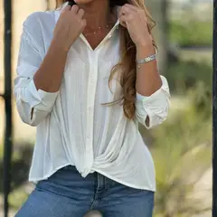 ARRAKASTA - Blusa bambula anudada