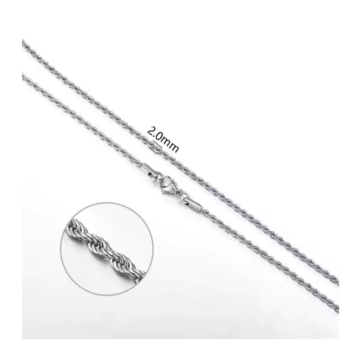 GENERICO - Cadena Plateada Acero Tourbillon 2 mm 60 cm