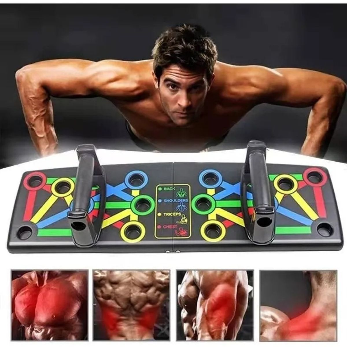 GENERICO - Soporte Push Up Board Sistema Multifuncional Pecho Espalda C