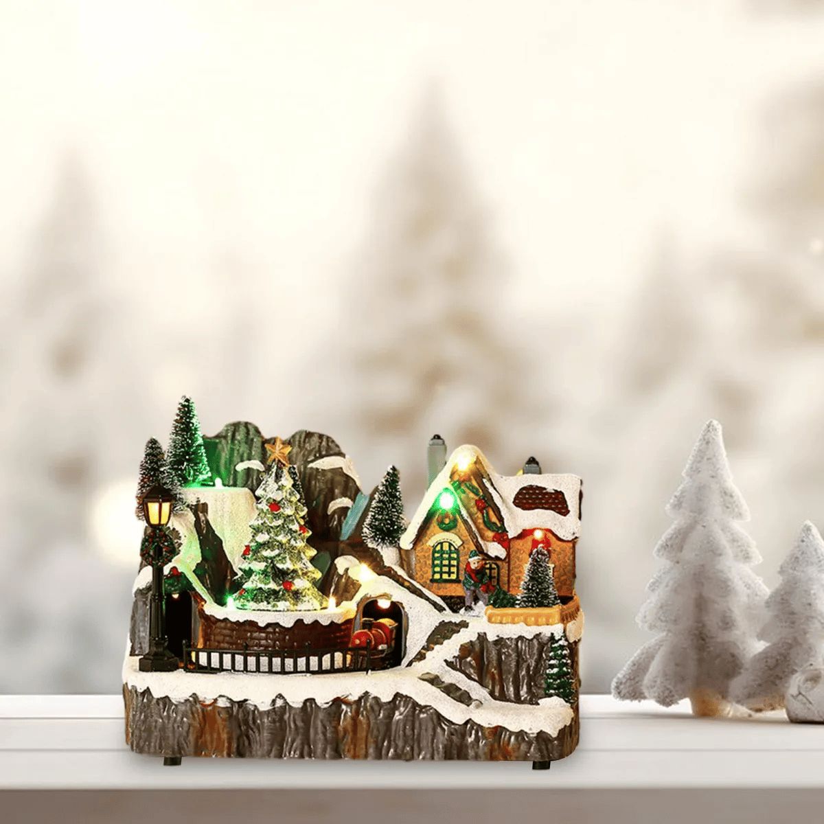 MOVI - Adorno Navideño con Tren en Movimiento y Luces LED