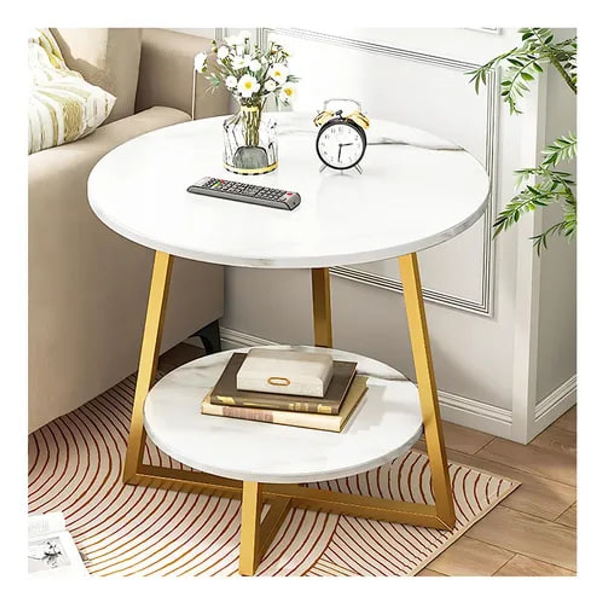 GENERICO - Mesa De Centro De 2 Niveles Mesa Auxiliar Decorativa
