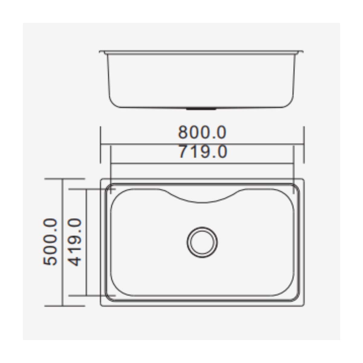 GENERICO - Lavaplatos Empotrable 80cmx50cm Sobrecubierta Monomando Mixa