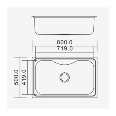 Imagen 2 del producto Lavaplatos Empotrable 80cmx50cm Sobrecubierta Monomando Mixa
